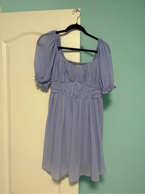 Abercrombie & Fitch Lavender Puff-Sleeve Chiffon Tunic Dress